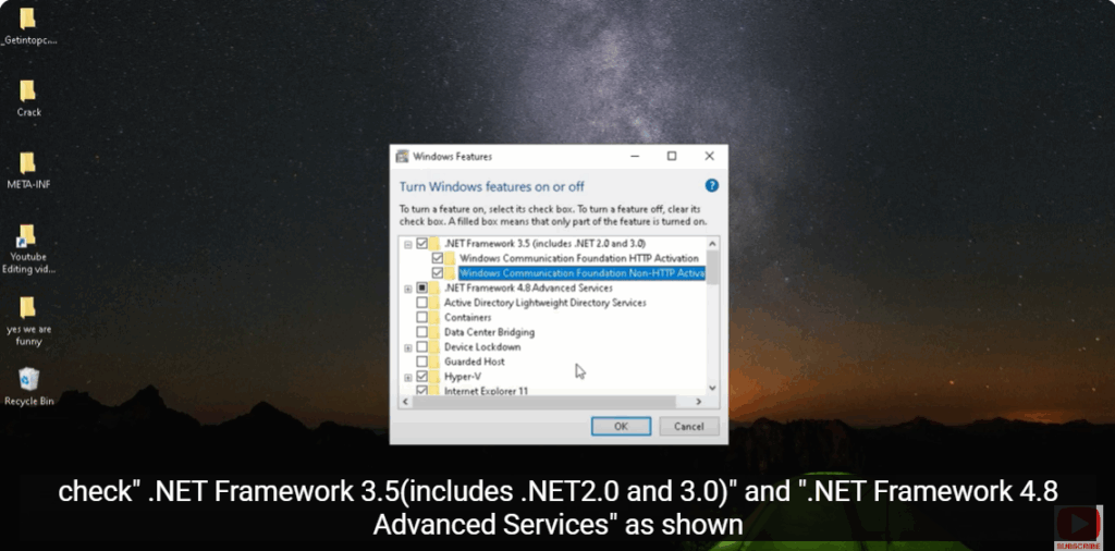 Enable .NET Framework 3.5 and 4.8 Again