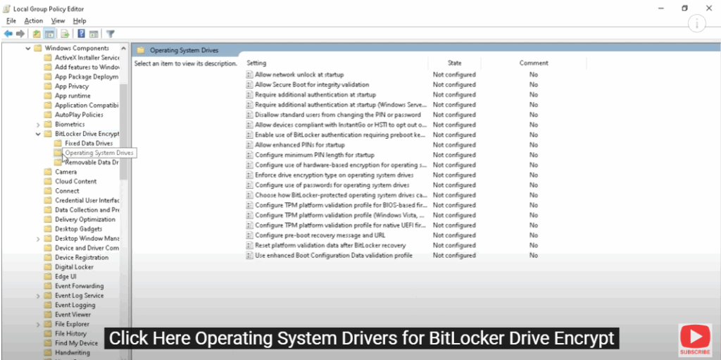 Find BitLocker Drive Encryption Settings