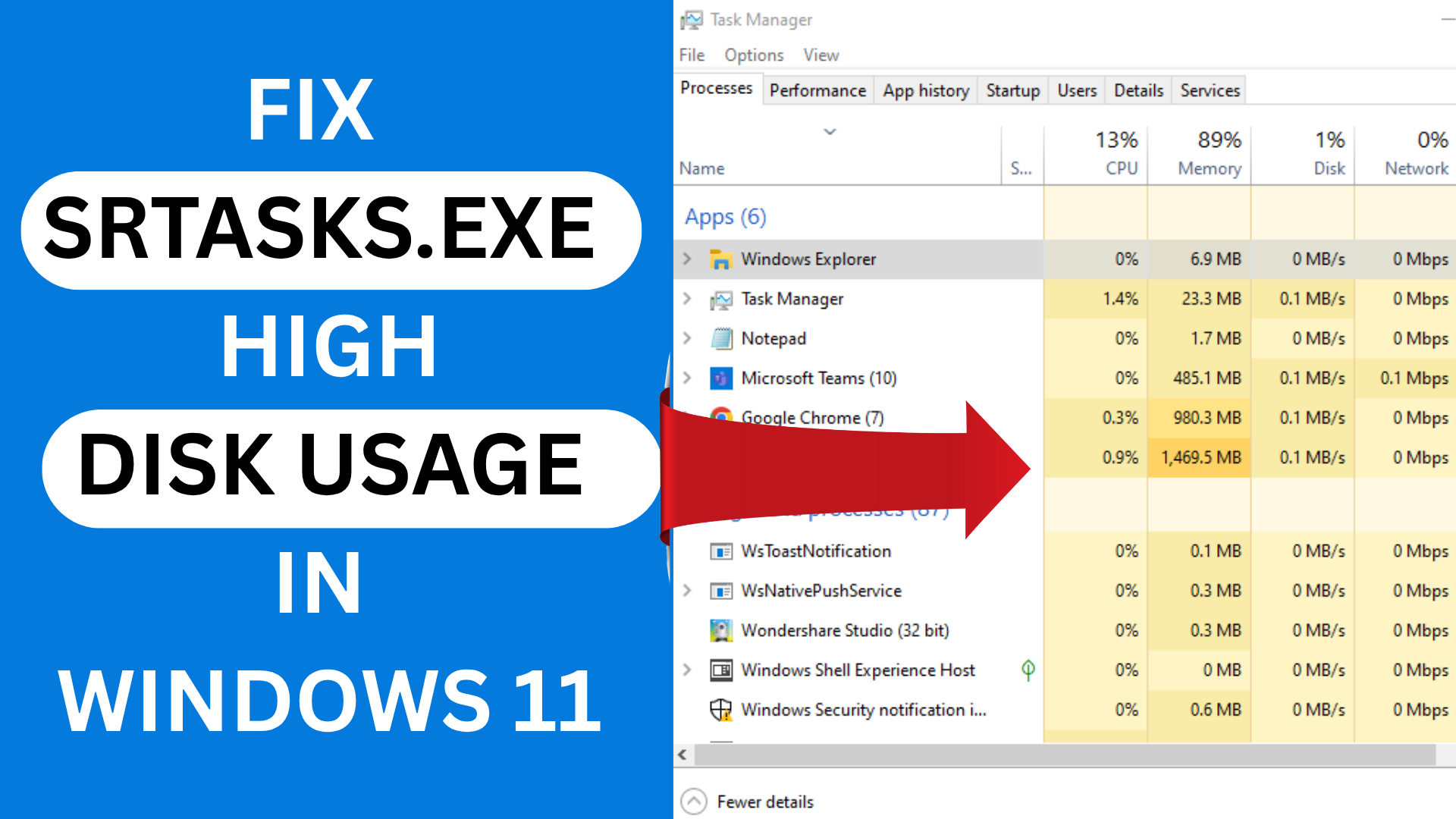 Fix System Protection Background Tasks srtasks.exe High Disk Usage in Windows 11