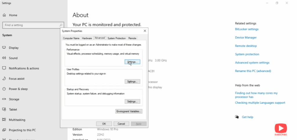 Go to Advanced System Settings