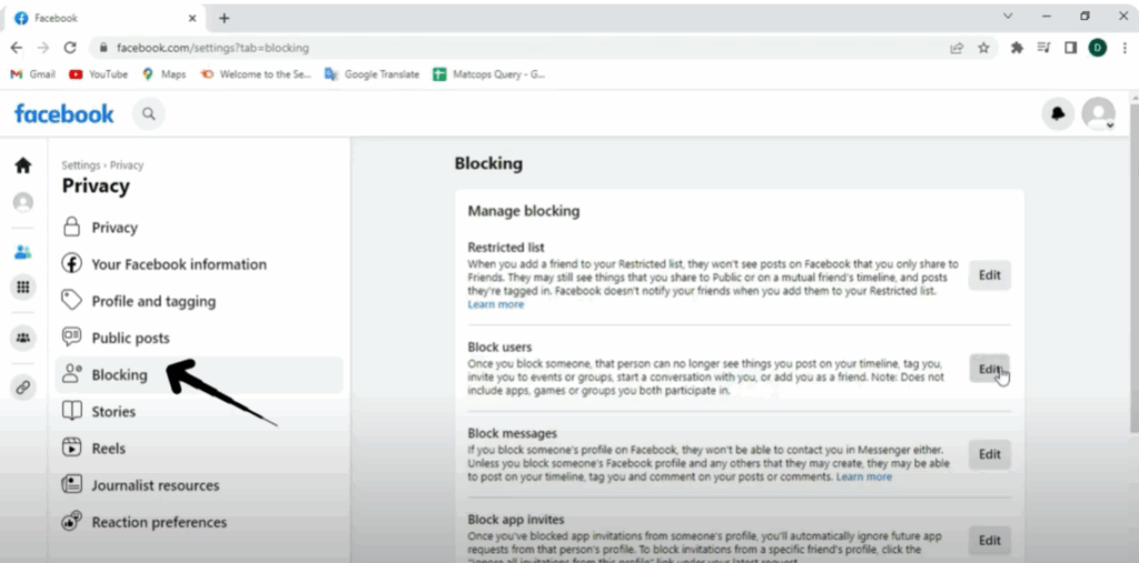 Go to Blocking Settings