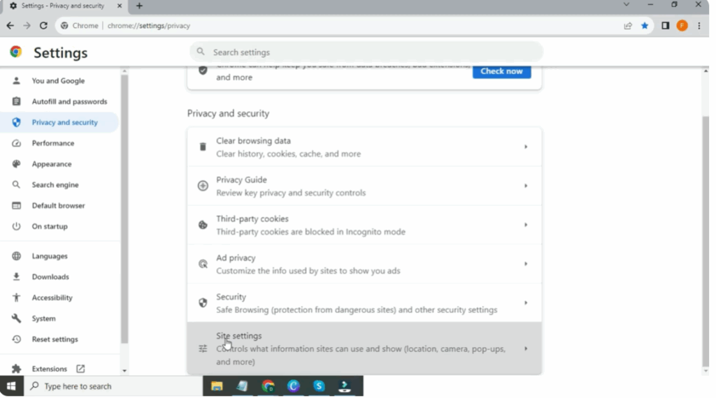 Go to Privacy Settings