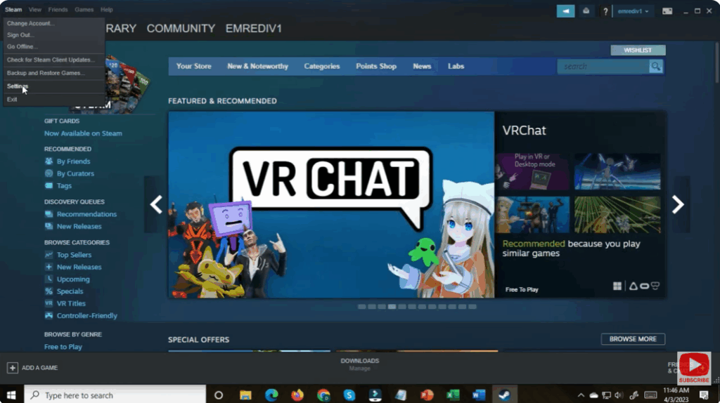 Go to Steam Settings