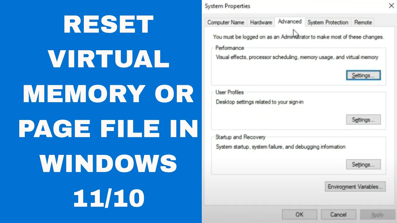 How To Reset Virtual Memory Or Page File In Windows 11/10