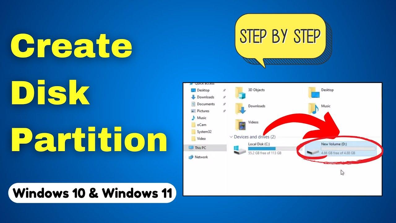 How to create disk partition on Windows 10 and Windows 11| #computer | Create a new drive