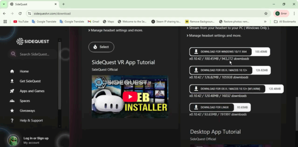 Install SideQuest on Your Computer