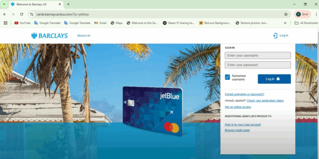 Log in via the Website