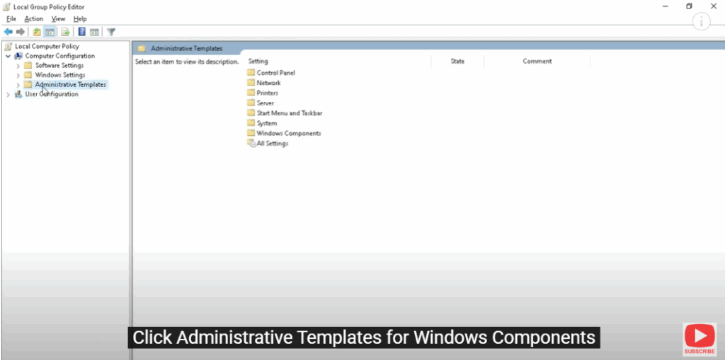 Navigate to Administrative Templates
