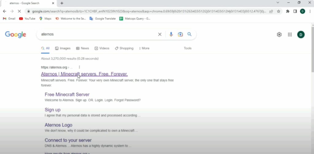 Open Aternos Website