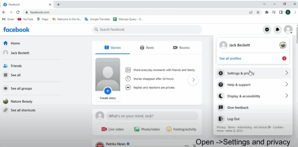 Open Settings and Privacy