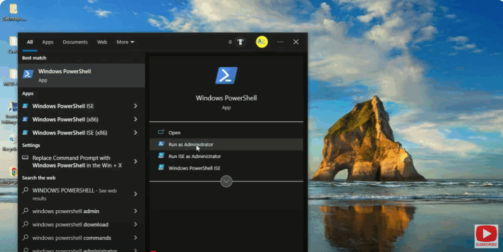 Open Windows PowerShell as Administrator