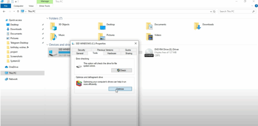 Optimize the C Drive