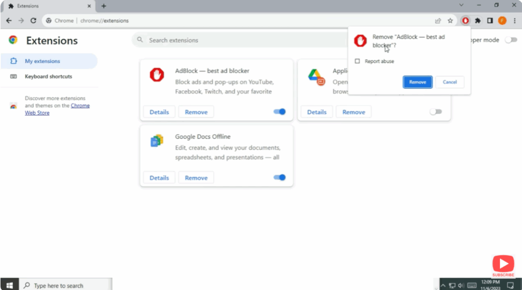 Remove the Extension Entirely