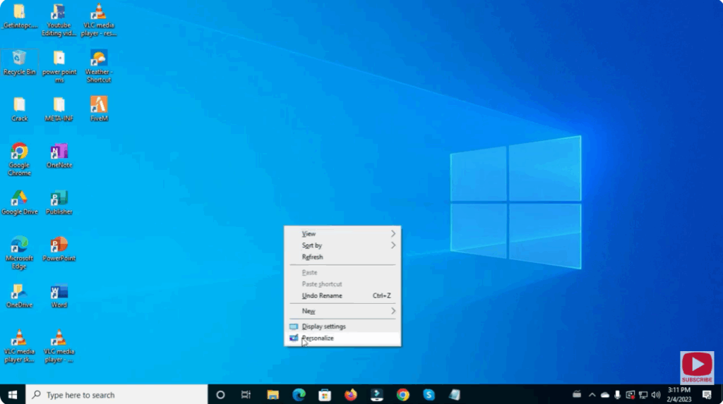  Right-click on the Desktop