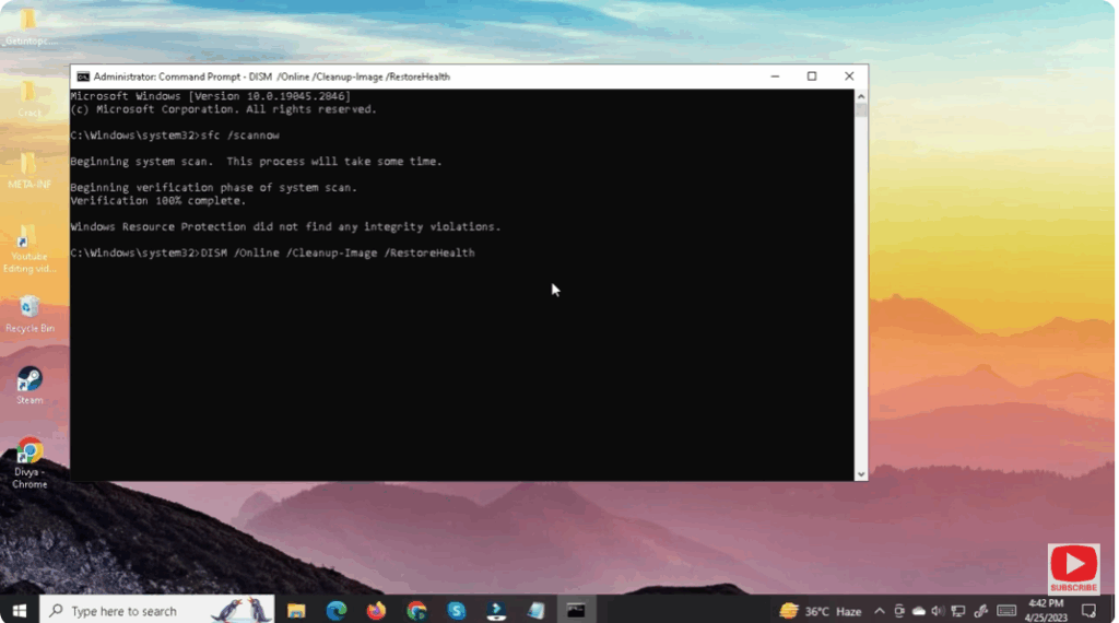 Run DISM to Repair the Windows Image