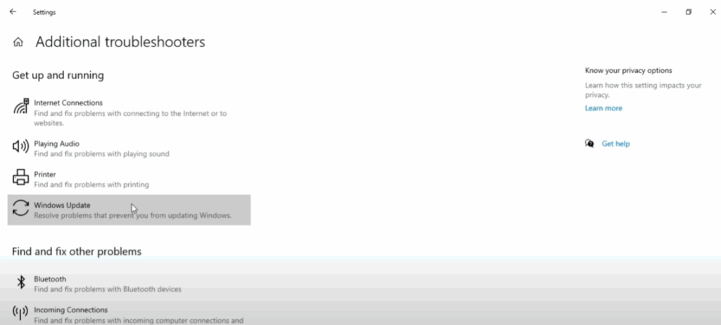 Run the Windows Troubleshooter