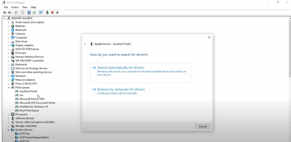 Search automatically for drivers