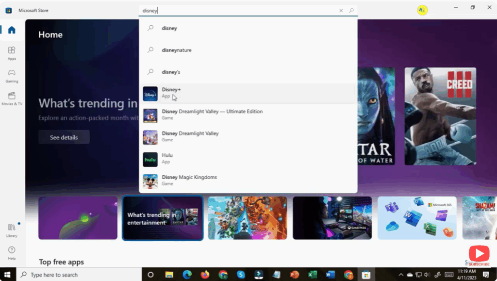 Search for “Disney+”