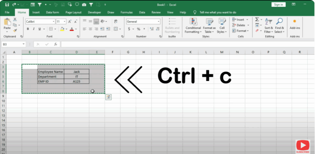 Select the cell and copy it