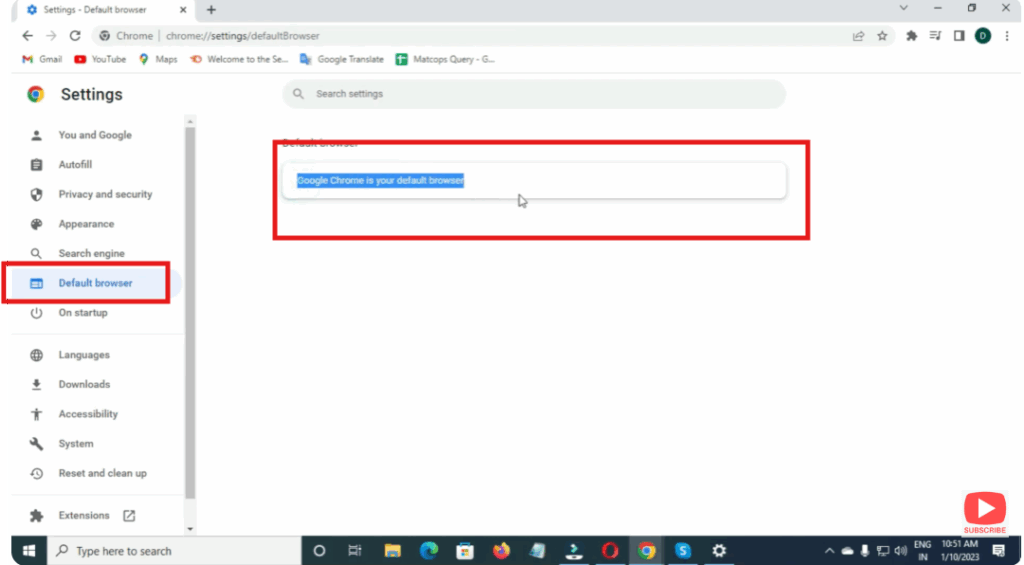 Set Chrome as Default Browser from Chrome Settings