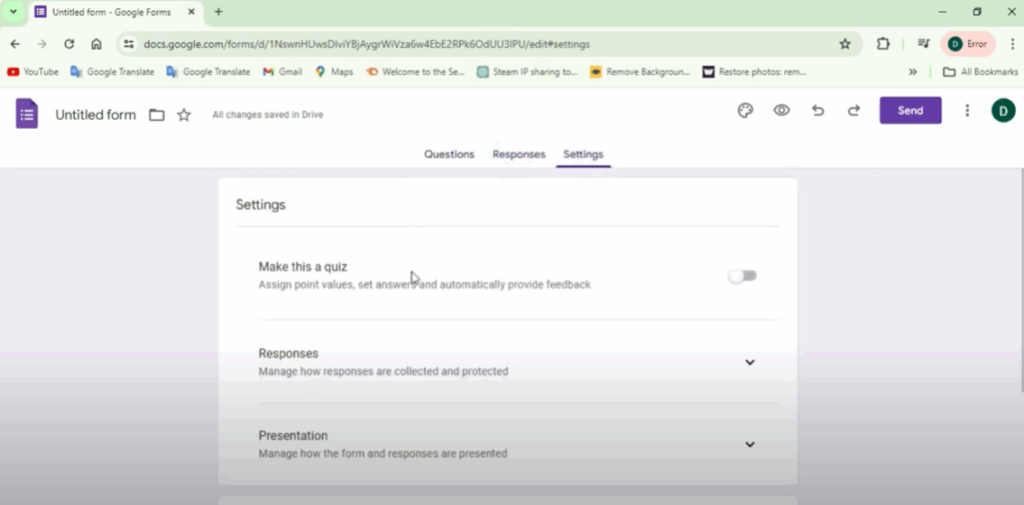 Settings and Response Options