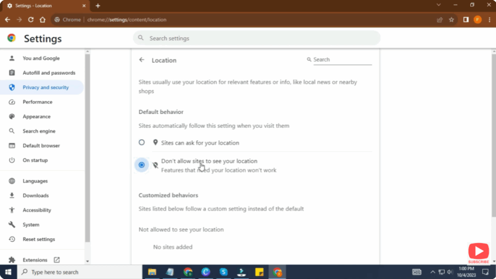 Turn Off Location Access