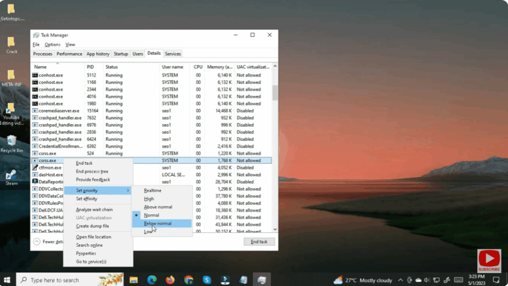 Change Process Priority in Task Manager