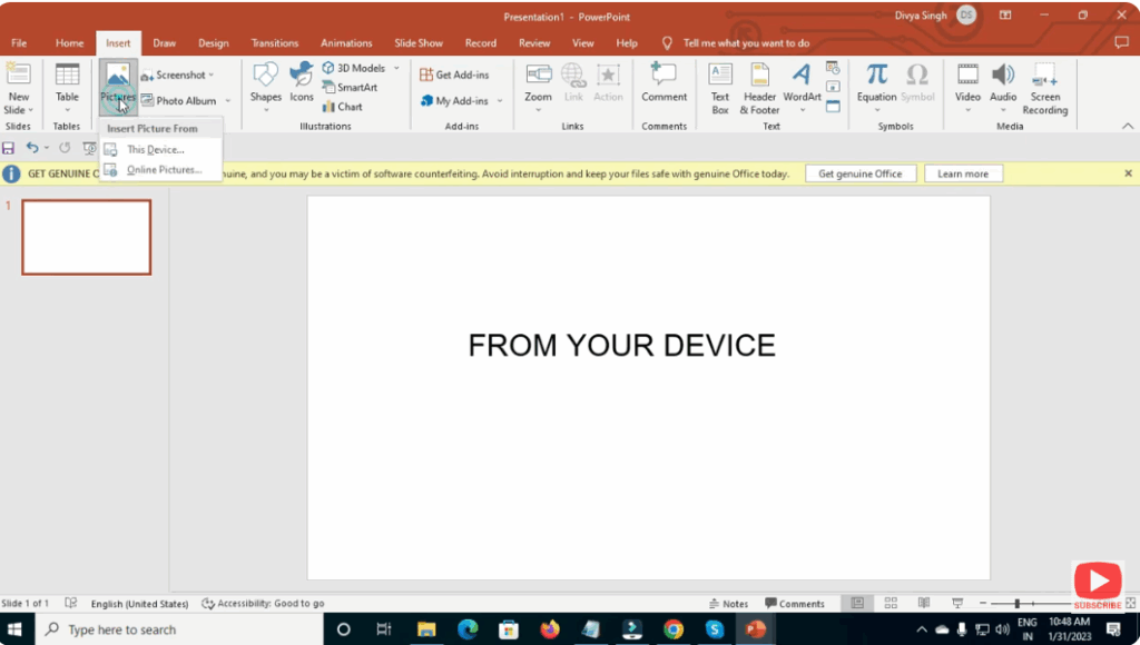 Choose “Pictures” → Select Source