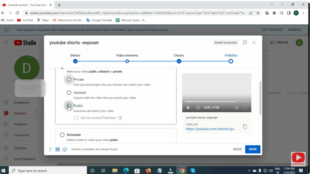 Choose Visibility Settings
