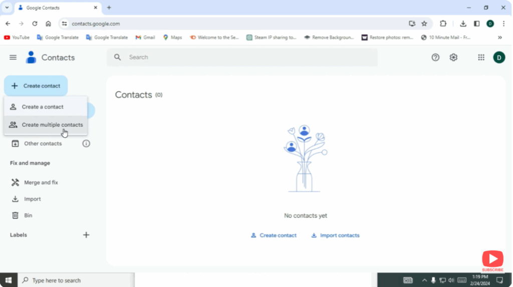Create multiple contacts