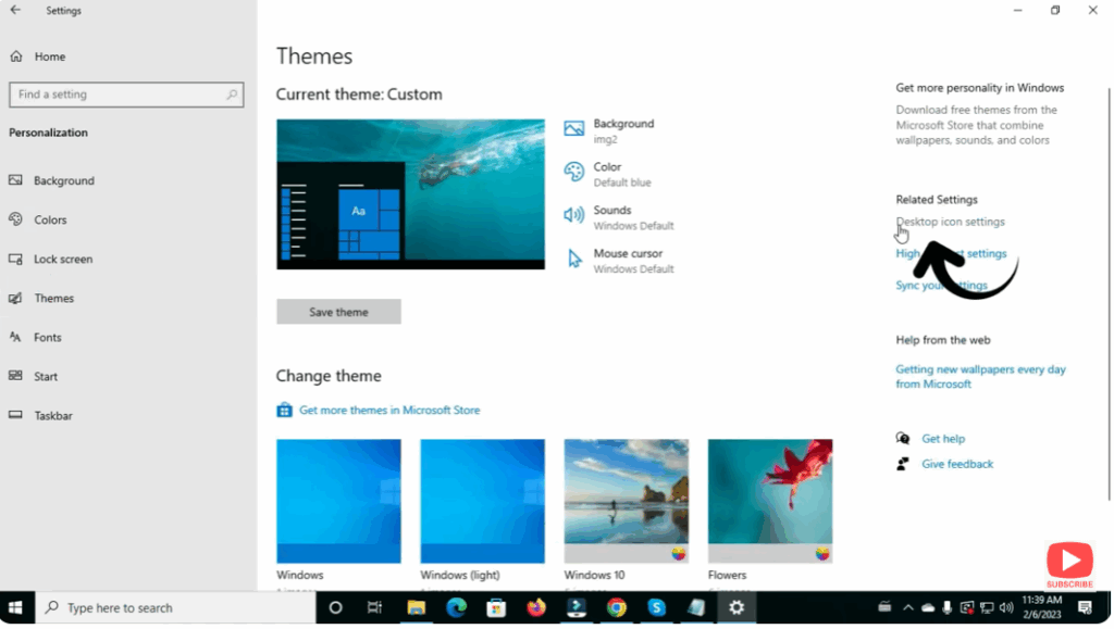 Desktop icon settings