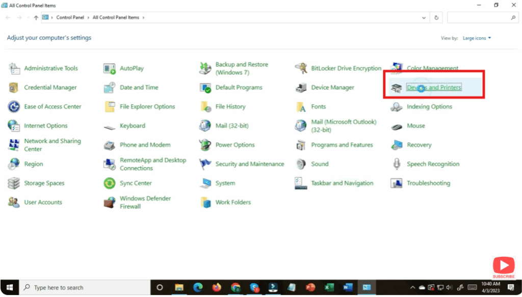 Devices and Printers