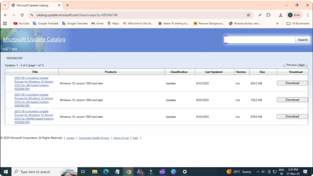 Download Update Manually Using the Microsoft Update Catalog