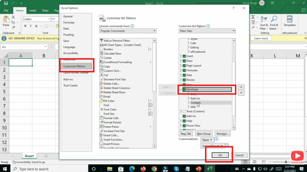 Enable Developer Tab