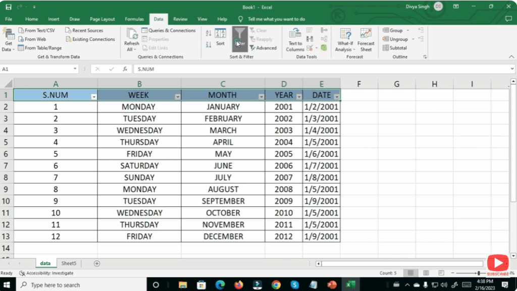 Enable the Filter Option