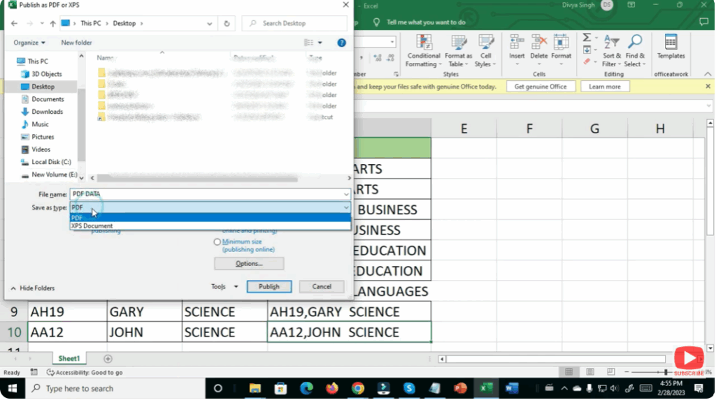 Export via “Export” Tab