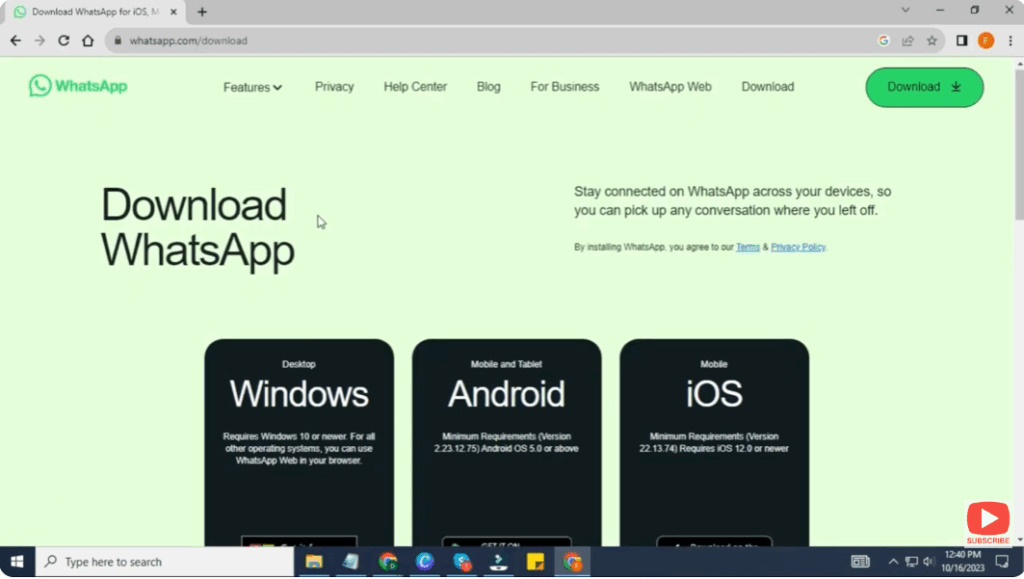 Go to the Official WhatsApp Website