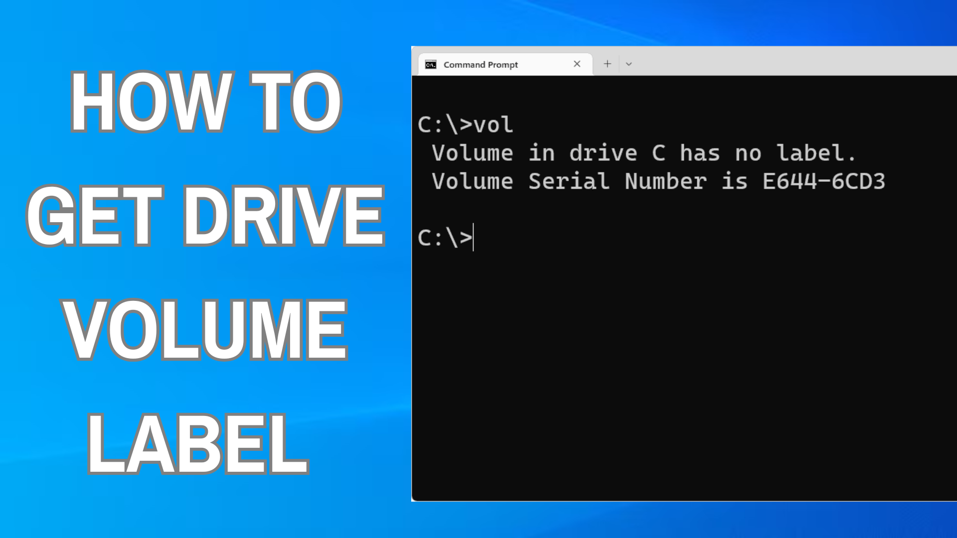How to Get Drive Volume Label in Windows Command Prompt