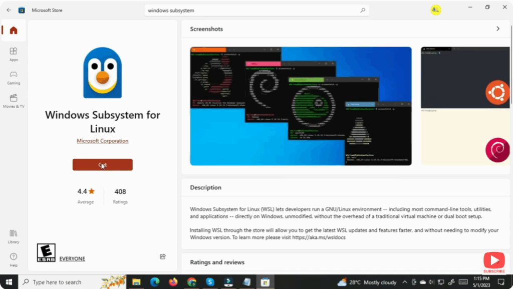 Install Windows Subsystem for Android from Microsoft Store