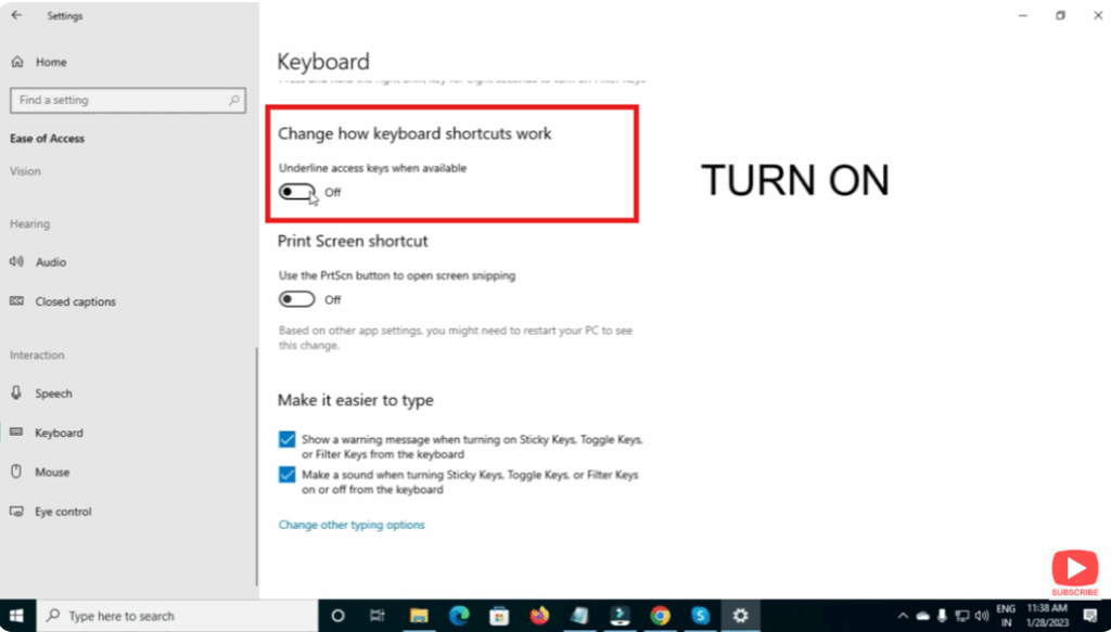 Navigate to Access Key Settings
