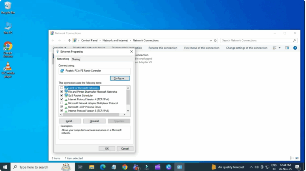  Network Settings Fix