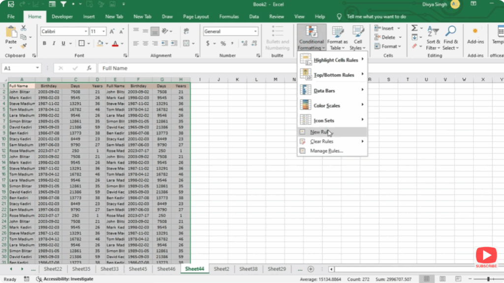 Open Conditional Formatting