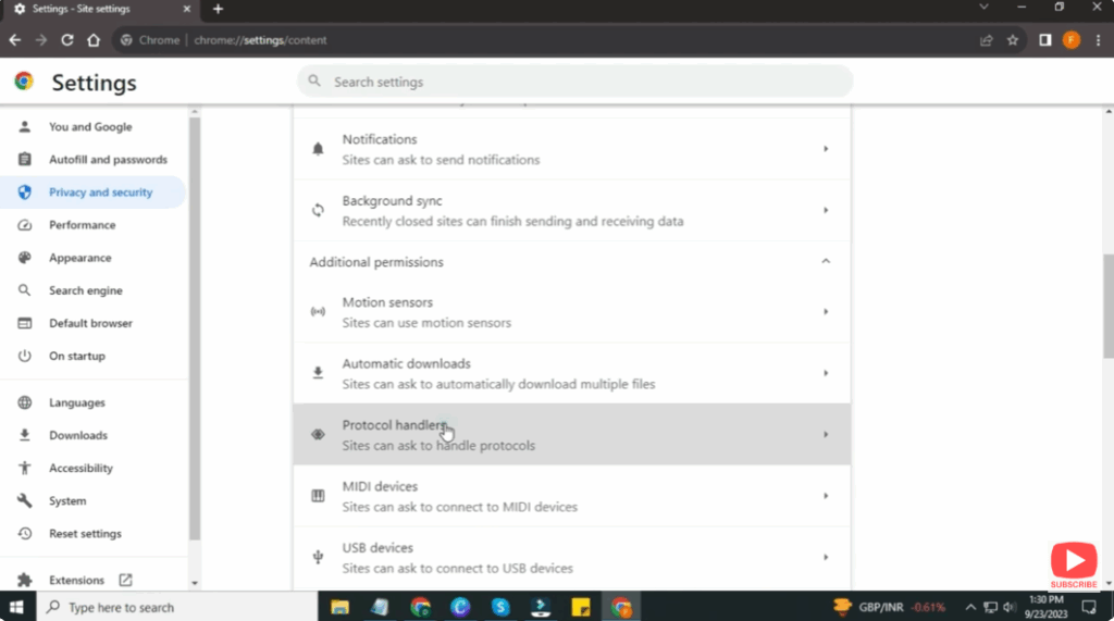 Open Handlers Settings