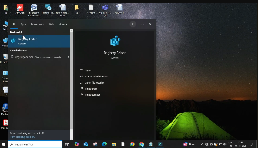 Open Registry Editor
