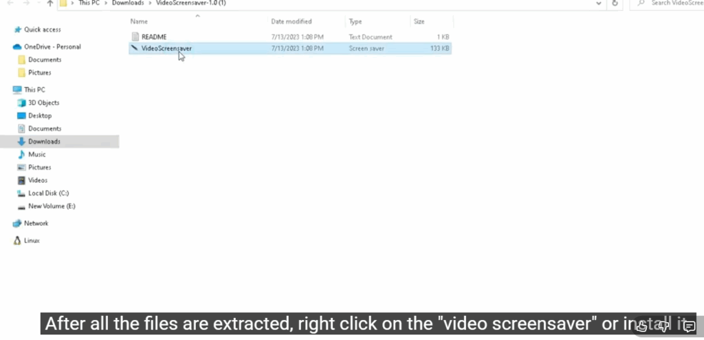 Open Screen Saver Settings