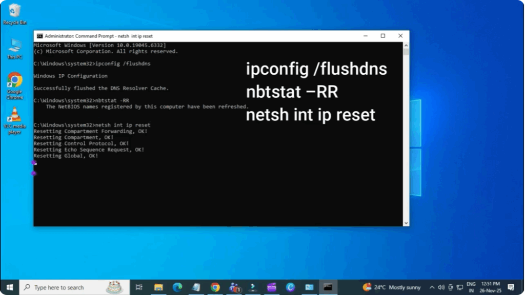 Reset the Network Using Commands