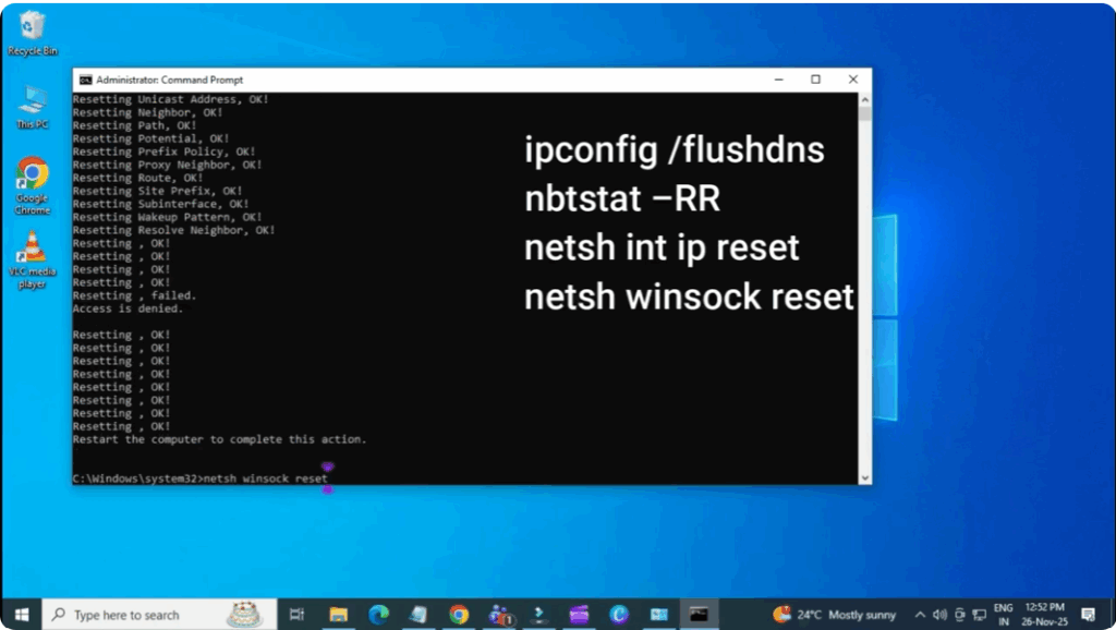 Reset the Network Using Commands