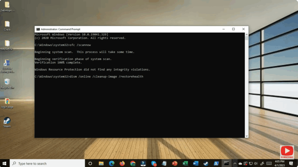Run DISM Command to Repair System Image