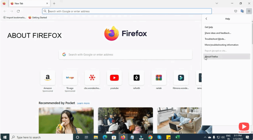 Select About Firefox