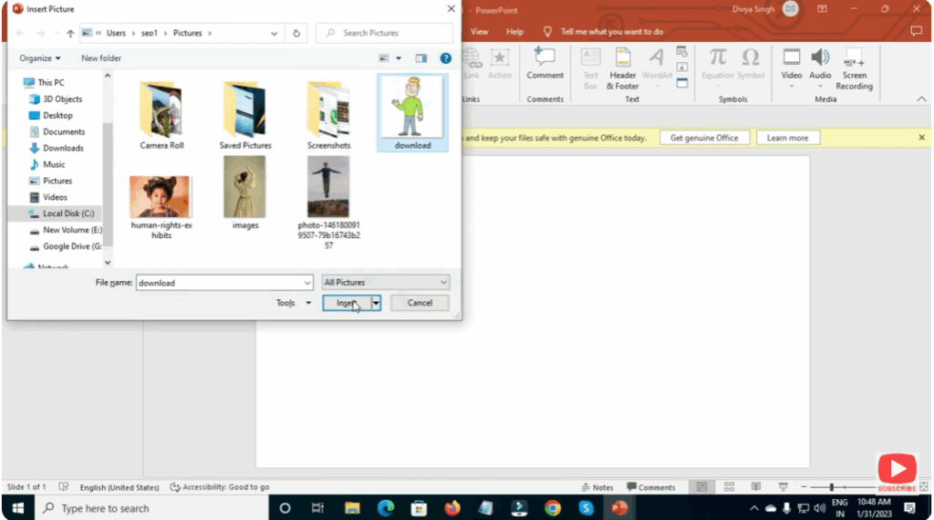Select and Insert the Picture